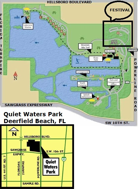 Deerfield Beach Wine & Food Festival Map of Location of Quiet Waters Park in Deerfield Beach